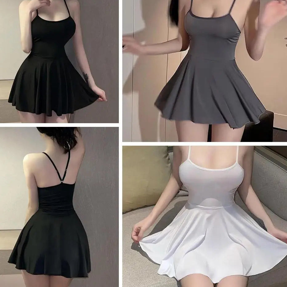 Sexy Women Pleated Micro MINI Dress Bandage Smooth Uniform Slip Mini Dress Night Club Outfits Allure Ruffled Dress Backless