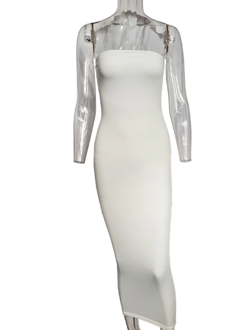 Spring Summer Women'S Dress Solid Color Sexy Sleeveless Chest Wrapped Long Beach Dress
