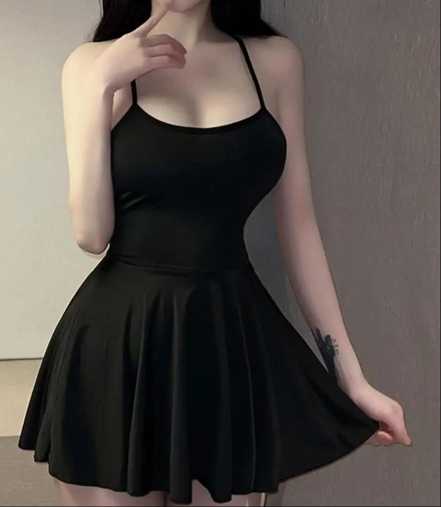 Sexy Women Pleated Micro MINI Dress Bandage Smooth Uniform Slip Mini Dress Night Club Outfits Allure Ruffled Dress Backless