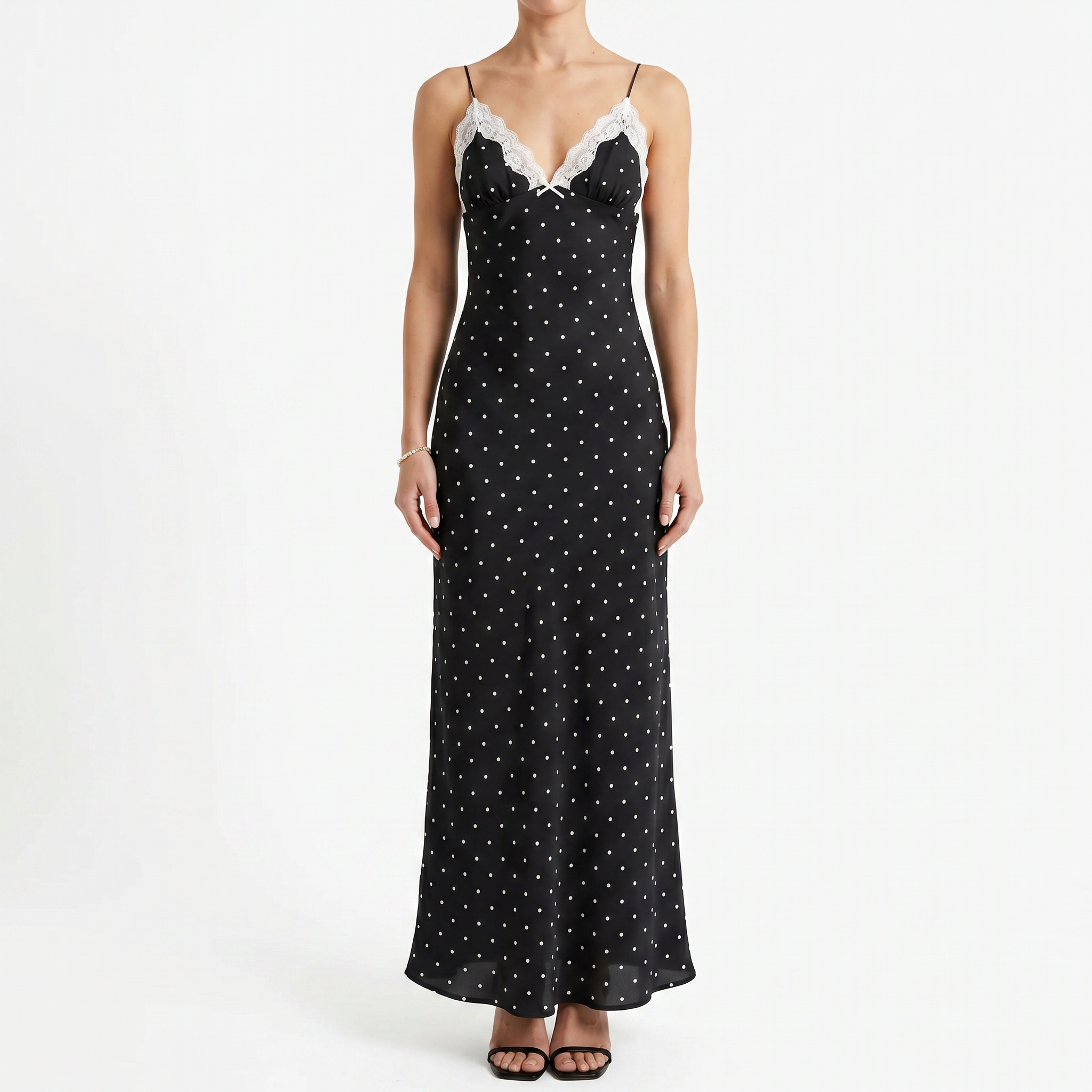 Lace V-Neck Backless Maxi Dress