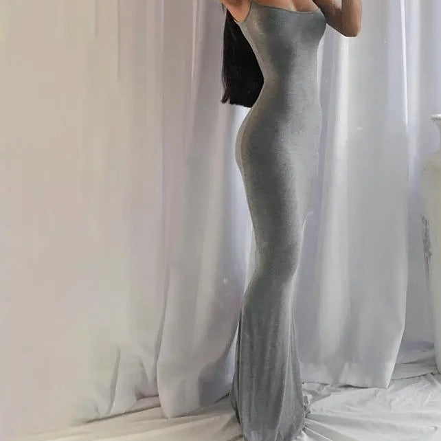 Satin Slip Backless Bodycon Maxi Dress