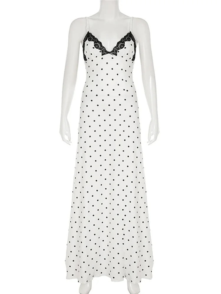 Lace V-Neck Backless Maxi Dress