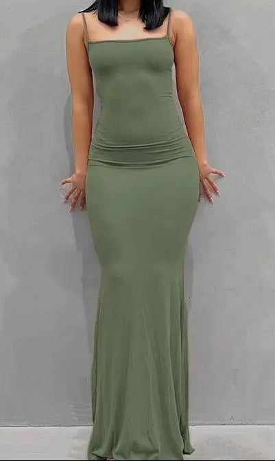 Satin Slip Backless Bodycon Maxi Dress