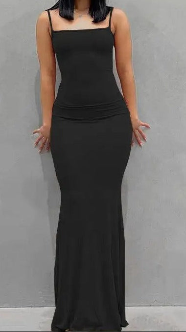 Satin Slip Backless Bodycon Maxi Dress