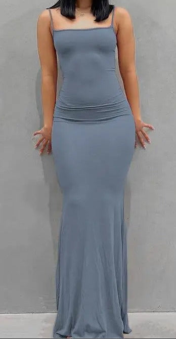 Satin Slip Backless Bodycon Maxi Dress