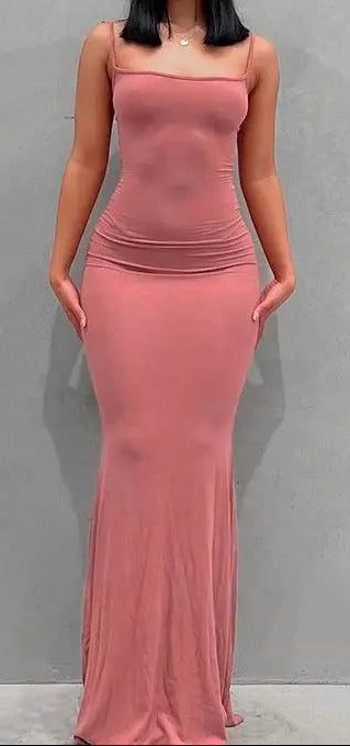 Satin Slip Backless Bodycon Maxi Dress