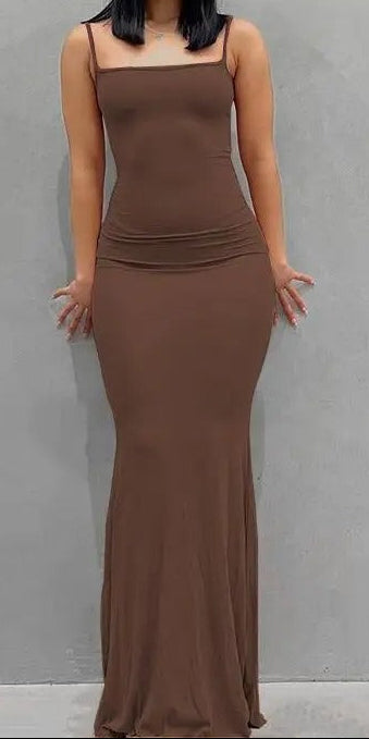 Satin Slip Backless Bodycon Maxi Dress